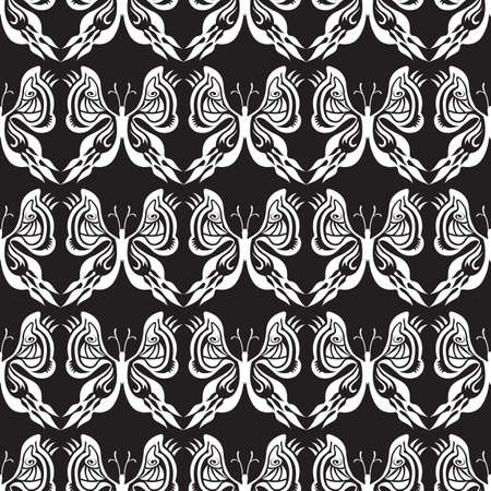 Butterfly Seamless Pattern in Black and White, Background with Optical Illusion - Vectorのイラスト素材