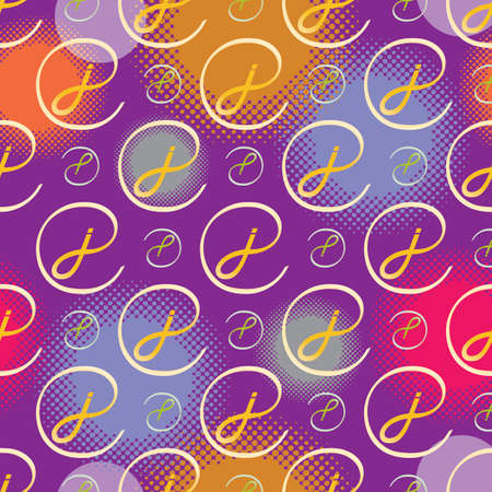 Monogram Seamless Pattern of Letter J - Purple and Gold Colors - Vector