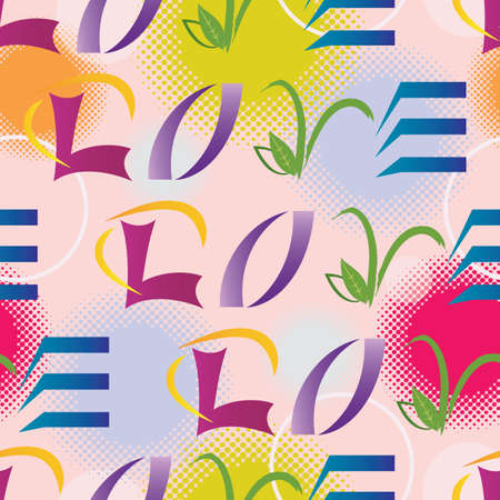 LOVE Letters Seamless Pattern - Multiple Colors - Vectorのイラスト素材