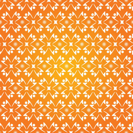 People shaped Silhouettes Stars Seamless Pattern - Orange and White Colors - Vectorのイラスト素材