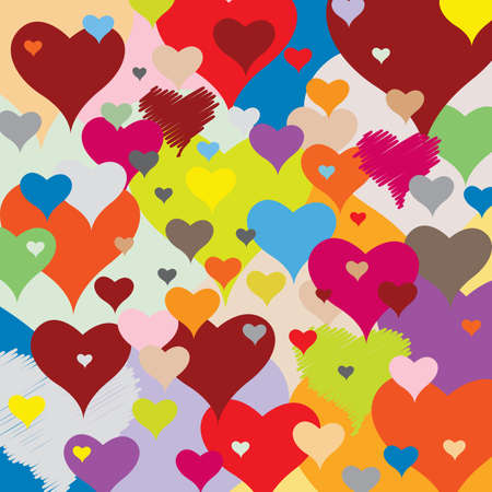 Pattern with Hearts - Multicolored - Joyful Accumulation - Vector Illustrationのイラスト素材