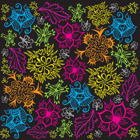 Flower and Foliage Pattern - Primary Colors - Vectorのイラスト素材