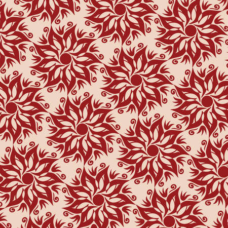 Flower Mandala Seamless Pattern - Beige and Red Colors - Vectorのイラスト素材