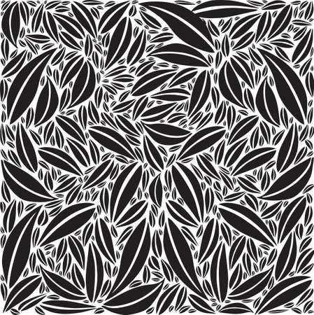 Foliage Pattern - Black and White Colors - Vectorのイラスト素材