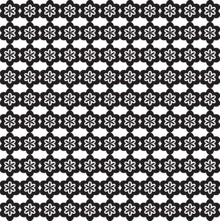 Flower Line Seamless Pattern - Black and White Colors - Vectorのイラスト素材