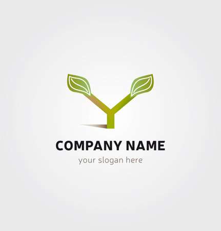 Single Logo - Tree Icon in Y Letter Shape Leaves and Foliage for Company Businessのイラスト素材