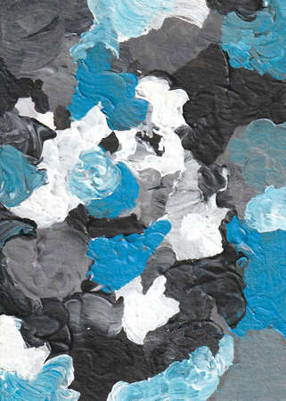 Modern Abstract Artwork - Illustration - Expressive Painting Style - Blue Colors - Clouds and Skyの写真素材