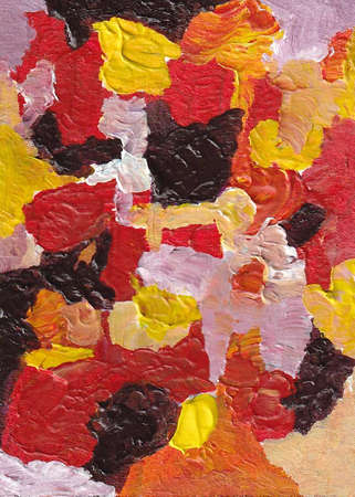 Modern Abstract Digital Illustration - Contemporary Painting Style - Red and Yellow Colorsの写真素材