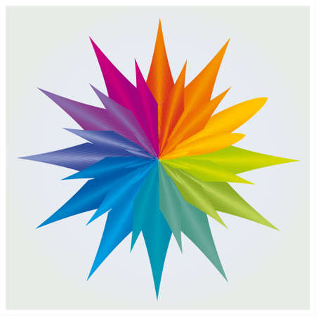 Color Wheel, Circle Flower Star Isolated Mandala Rainbow Colorsのイラスト素材