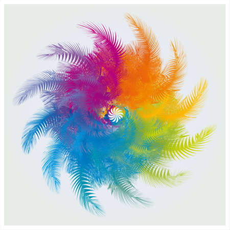 Color Wheel, Circle Flower Isolated Mandala Rainbow Colors Feather Shapeのイラスト素材