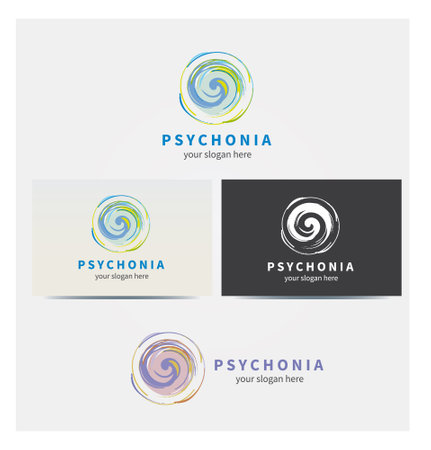 Circle Spiral Vortex Icon, Logo for Corporate Business, Card Mock up in Several Colorsのイラスト素材
