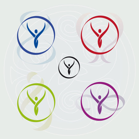 Set of Body Icons with Infinity Symbol - Circle - Multiple Colorsのイラスト素材