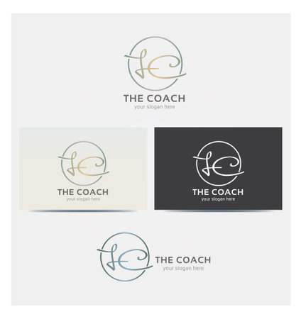 Letter L and C Icons, Initials, Monogram, Logo for Corporate Business, Card Mock up in Several Colorsのイラスト素材