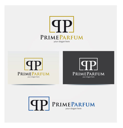 PP Letters, Double P, 2 P Logo, Icon, Letter Logo for Corporate Business, Card Mock up in Several Colorsのイラスト素材