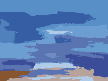Illustration From Original Contemporary Abstrat Art Painting - Island Cloud Sea Shore Ocean Sky Blue Whiteのイラスト素材