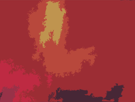 Vector Illustration From Original Contemporary Abstract Art Painting - Orange Red Sky Sun Clouds Close Upのイラスト素材