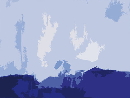 Vector Illustration From Original Contemporary Abstrat Art Painting - Island Cloud Sea Shore Ocean Sky Blue Whiteのイラスト素材