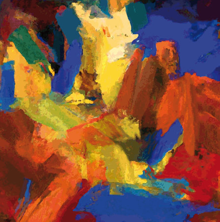 Vector Illustration from Original Painted Abstract Art, Square Multicolored Vibrant Colorsのイラスト素材
