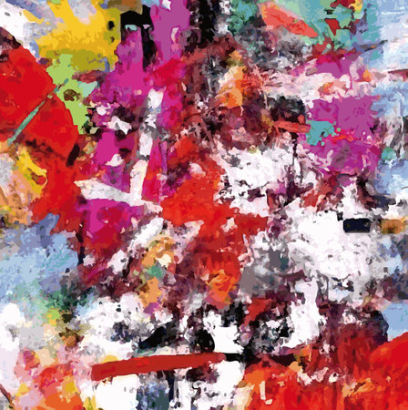 Vector Illustration from Original Painted Abstract Art, Square Network Multicolored Vibrant Colorsのイラスト素材
