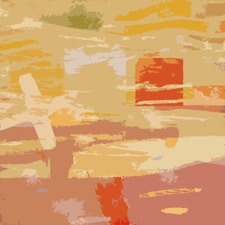 Modern Abstract Art - Vector Illustration From Digital Contemporary Painting Square Colorful Composition Orange Colorsのイラスト素材