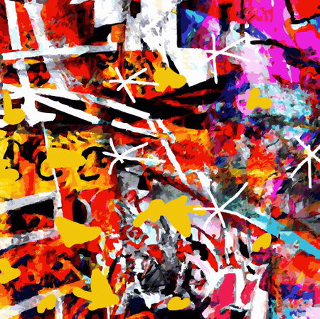 Vector Illustration Abstract Network Design IntricateCollage Splash Multiple Colors Modern Paintingのイラスト素材