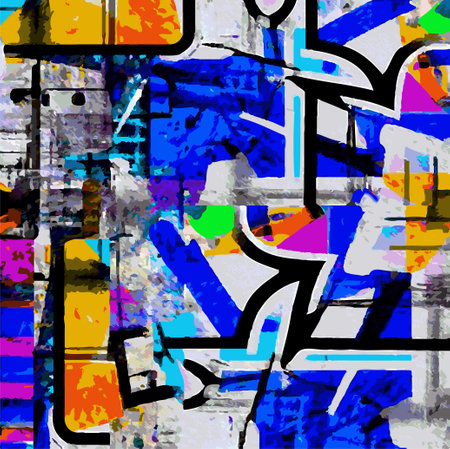 Vector Illustration Abstract Network Design IntricateCollage Splash Multiple Colors Modern Paintingのイラスト素材