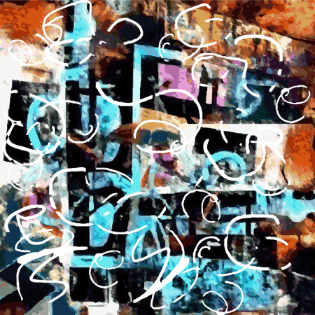 Vector Illustration Abstract Network Design IntricateCollage Splash Multiple Colors Modern Paintingのイラスト素材