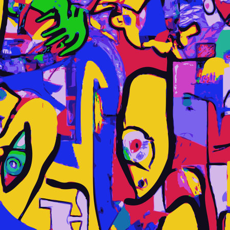 Vector Illustration Abstract Network Design Intricate Collage Splash Multiple Colors Modern Paintingのイラスト素材