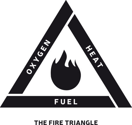 Fire Triangle Illustration - Chemical Reaction Model - Black Colorのイラスト素材