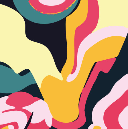 Vector Illustration Contemporary Abstract Art Painting Collage - Flat Design - Vivid Vibrant Colorsのイラスト素材