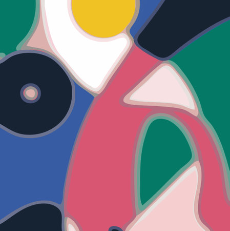 Vector Illustration Contemporary Abstract Art Painting Collage - Flat Design - Vivid Vibrant Colorsのイラスト素材