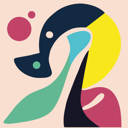 Vector Illustration Contemporary Abstract Art Painting Collage - Flat Design - Vivid Vibrant Colorsのイラスト素材