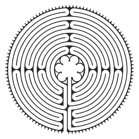 Labyrinth Cathedral of Chartres Illustration Vector - Symbolism Meditation History - Floral Motif - Sacred Geometryのイラスト素材