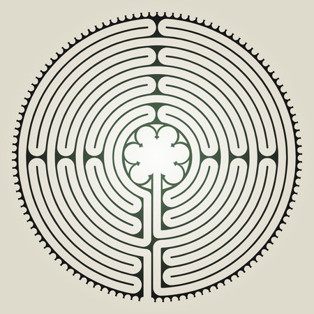 Labyrinth Cathedral of Chartres Illustration Vector - Symbolism Meditation History - Floral Motif - Sacred Geometryのイラスト素材