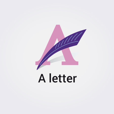 Letter A with feather logo design template elements icon. Vector illustration.のイラスト素材
