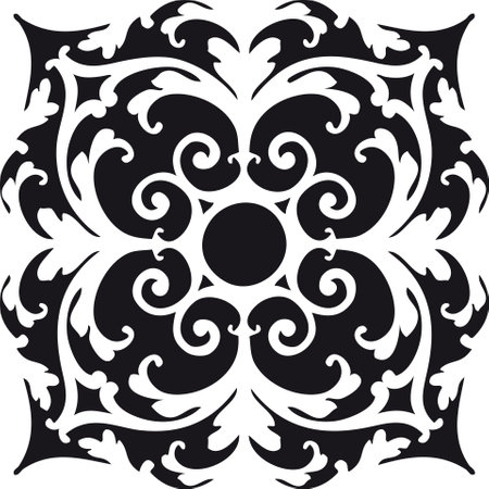 Abstract black and white floral ornament on a white background. Vector illustrationのイラスト素材
