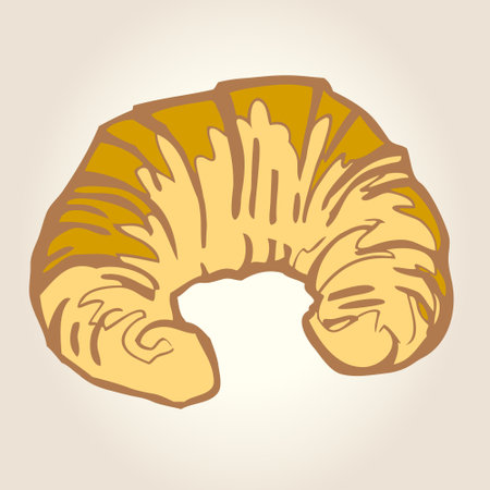Bakery Illustration Pastry - French Specialties Digital Illustration Hand Drawn Image Yellow Crispy Gingerbread Vectorのイラスト素材