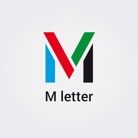 M Letter Icon Design Single Isolated Logo Design Brand Corporate Identity Various Colors Editable Template Vector Monogram Emblem Illustration Branding on Light Gradient Backgroundのイラスト素材
