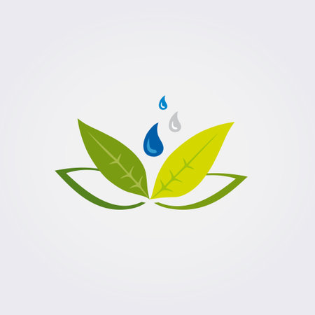 Leaf and water drop vector logo design template. Ecology, environment, nature, conservation concept.のイラスト素材
