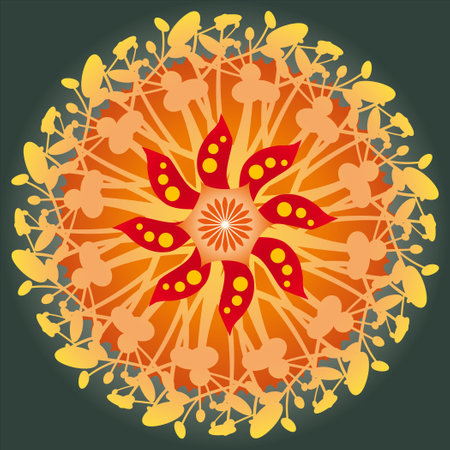 Mandala. Ethnic decorative element. Hand drawn backdrop. Islam, Arabic, Indian, ottoman motifs.のイラスト素材