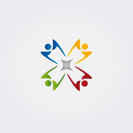 Community, network and social icon design template. Abstract vector people icon.のイラスト素材
