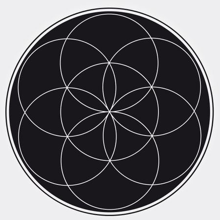 Seed of Life. Sacred geometry design element. Circular pattern. Geometric circular symbol.のイラスト素材