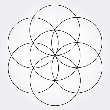 Seed of Life. Sacred geometry symbol. Geometric circular element vector.のイラスト素材