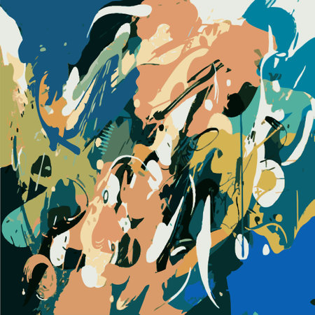 Vector Illustration Abstract Network Design Intricate Collage Splash Multiple Colors Modern Paintingのイラスト素材
