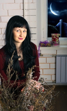 girl with long black hairの写真素材