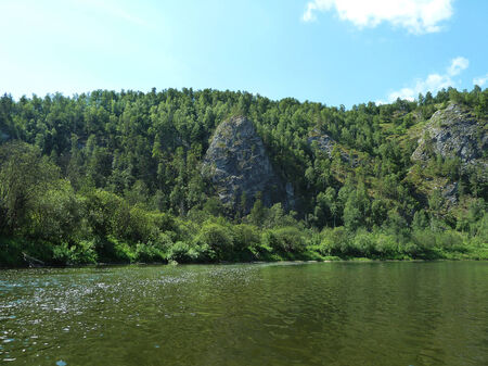 river and mountainsの写真素材