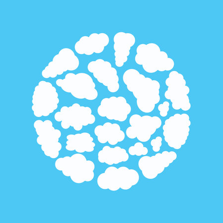 clouds circle. good weather abstract stylized symbols in flat style. Vector templates of puffy...