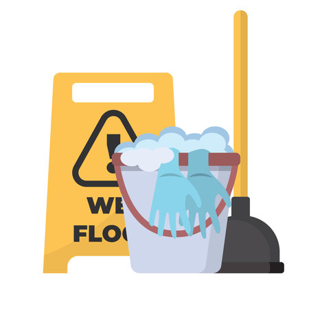 cleaning, laundry cartoon items. products for cleaning house, soap, rags, washing machine, detergents, brushes, mops, cleaning powders. vector cartoon illustration.のイラスト素材