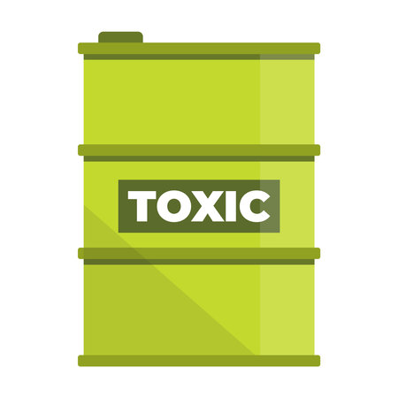 chemical substances container. metal iron container with radioactive wastes, toxic components gas warnings. Vector cartoon container.のイラスト素材