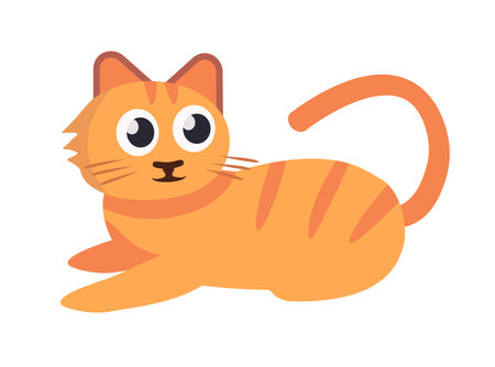 red cat lying. pets cute home animals, cartoon flat cat. vector cartoon isolated characters.のイラスト素材